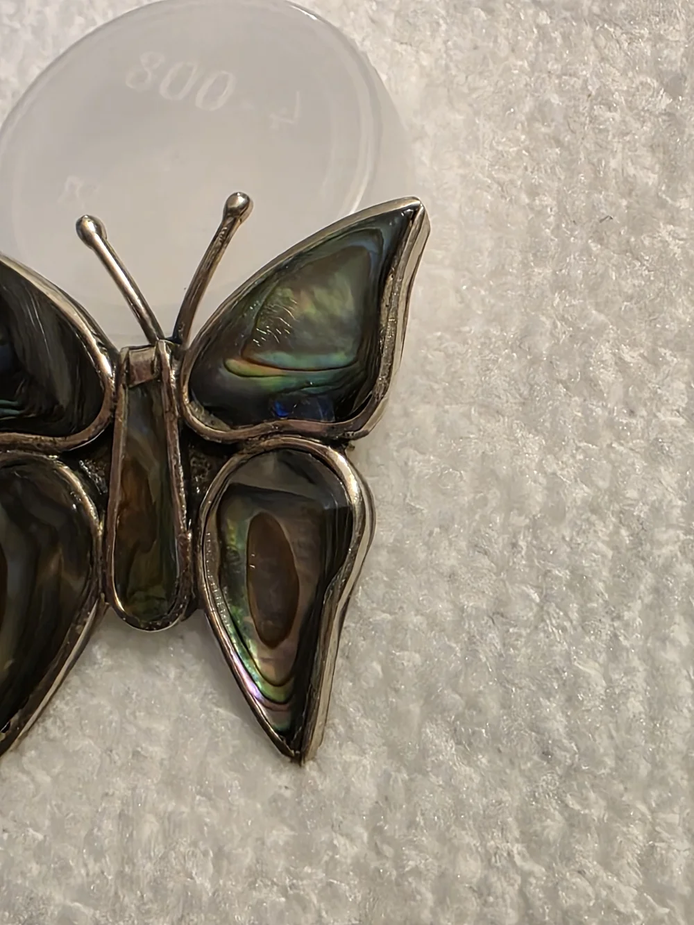 Vintage Mexican Sterling Silver Abalone Butterfly Brooch 2